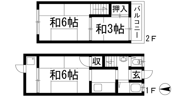 加茂1丁目テラスハウス（6戸1）の物件間取画像